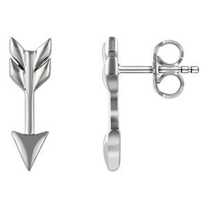5mm x 17mm (5/8 Inch) 14k White Gold Small Arrow Post Earrings